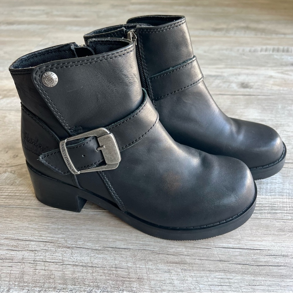Harley-Davidson Black Leather Buckle Boots - Picture 3 of 12